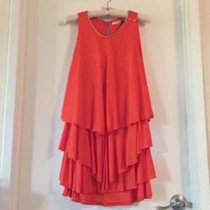 Passionate Orange Triple Ruffle Dress